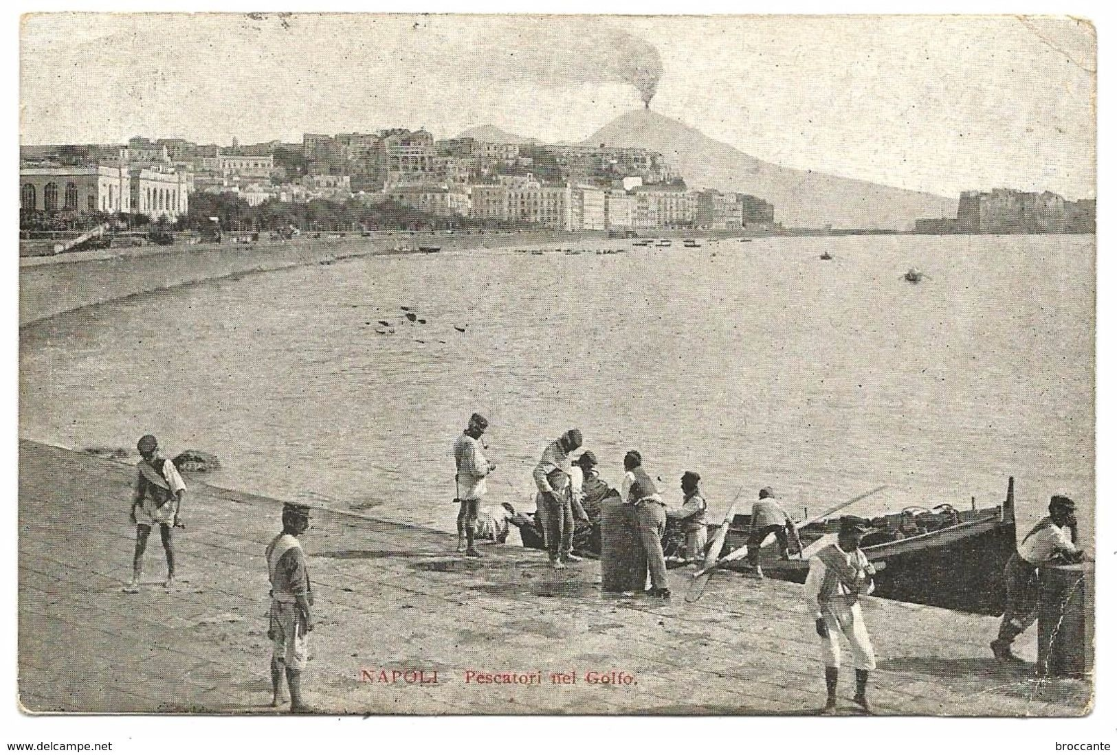 NAPOLI - PESCATORI NEL GOLFO - Viaggiata 1914 - Animata - Napoli