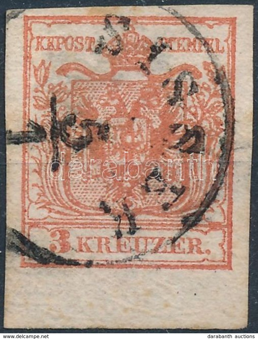 O 1850 3kr HP Alul 5 Mm ívszéllel / With 5 Mm Margin Below ,,SISSEK' - Autres & Non Classés