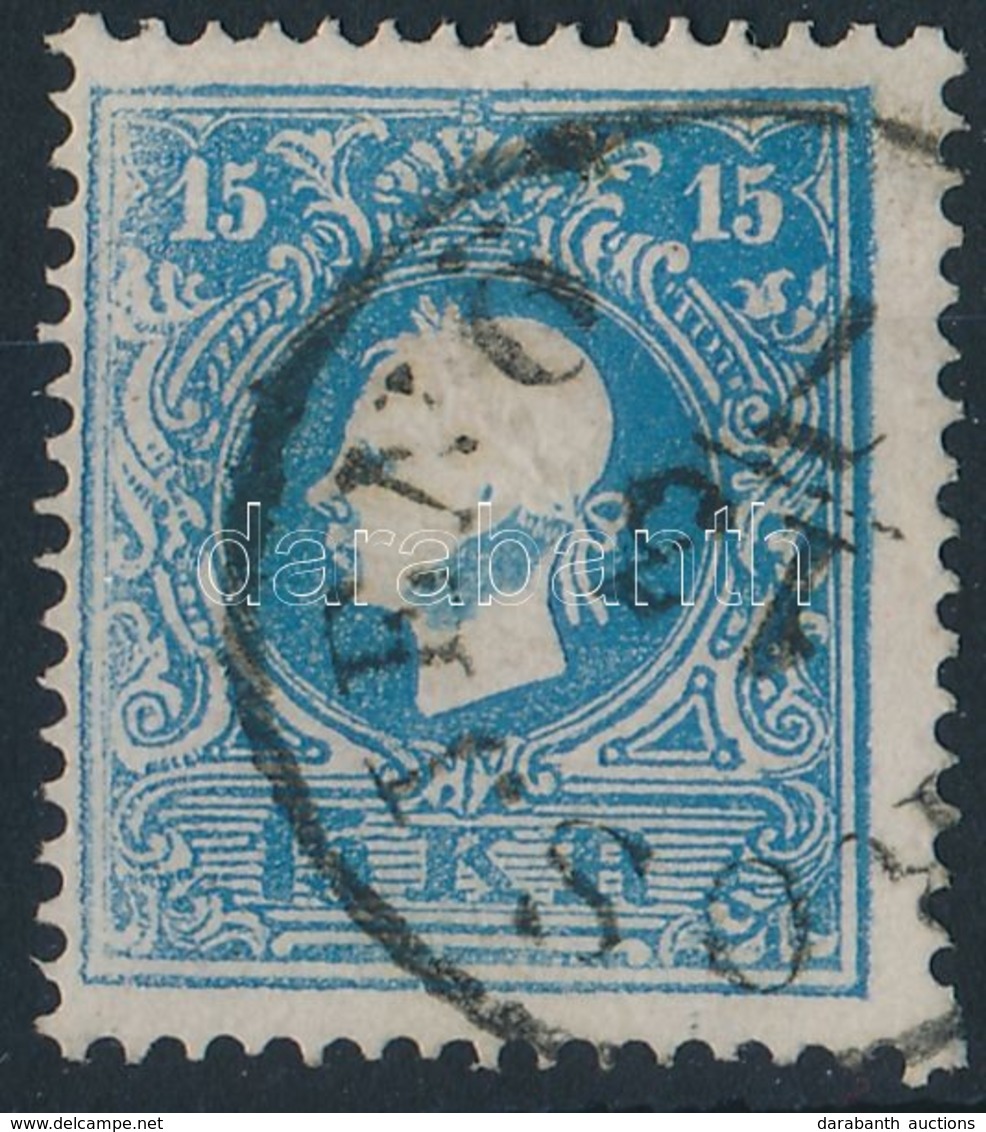 O 1858 15kr II. Kék, Hatalmas Festékfolt A Nyakon '(BO)ROSJENŐ' Certificate: Steiner - Autres & Non Classés