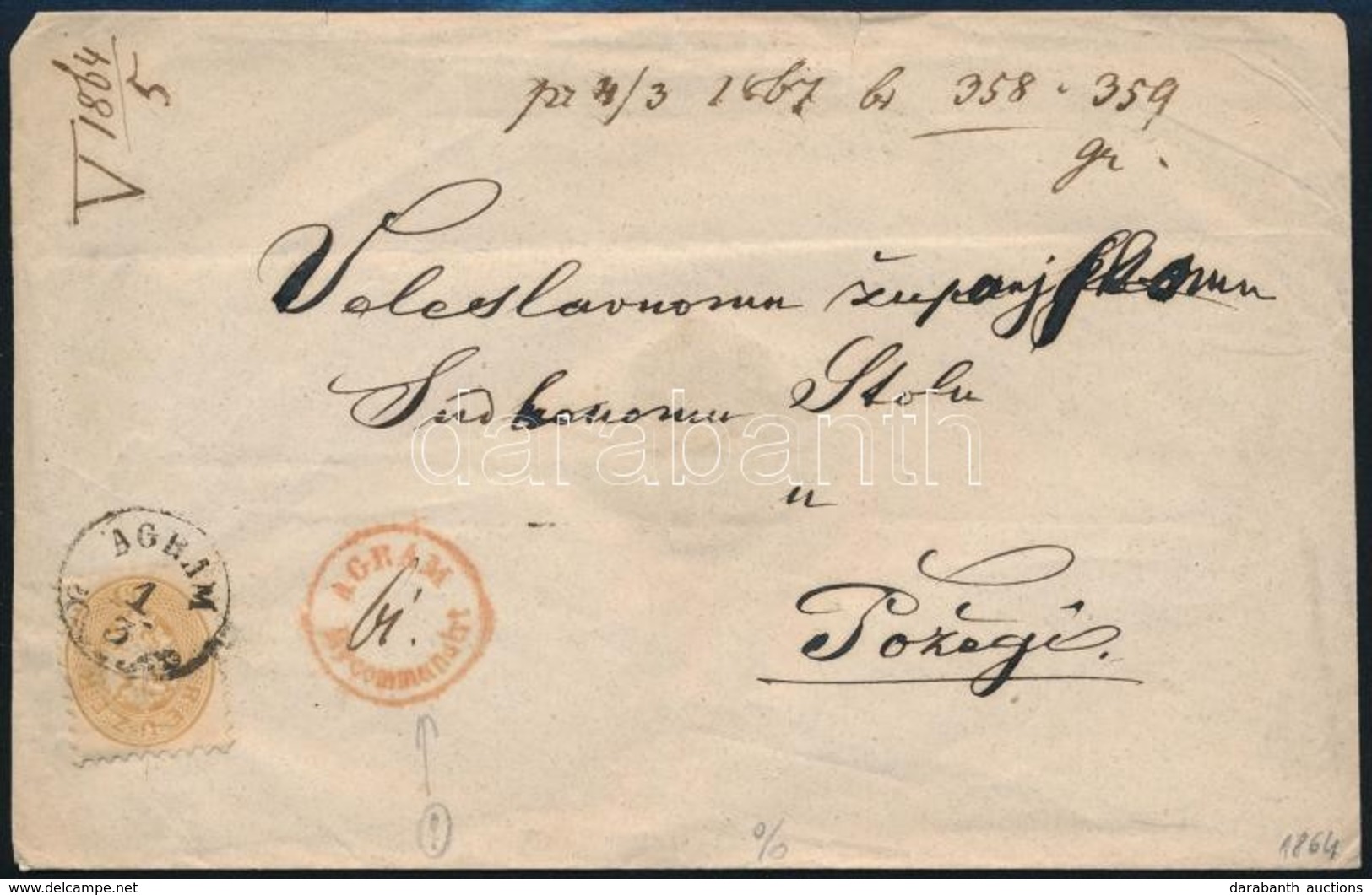 1864 15kr + 10kr Ajánlott Levélen 'AGRAM' + Piros 'AGRAM Recommandirt' - 'POZEG' - Altri & Non Classificati