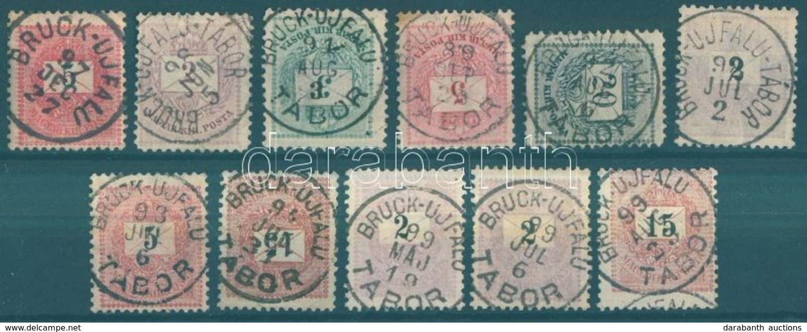 O 1881-1898 11 Db Bélyeg / 11 Stamps 'BRUCK-ÚJFALU', 'BRUCK-UJFALU TÁBOR' - Autres & Non Classés