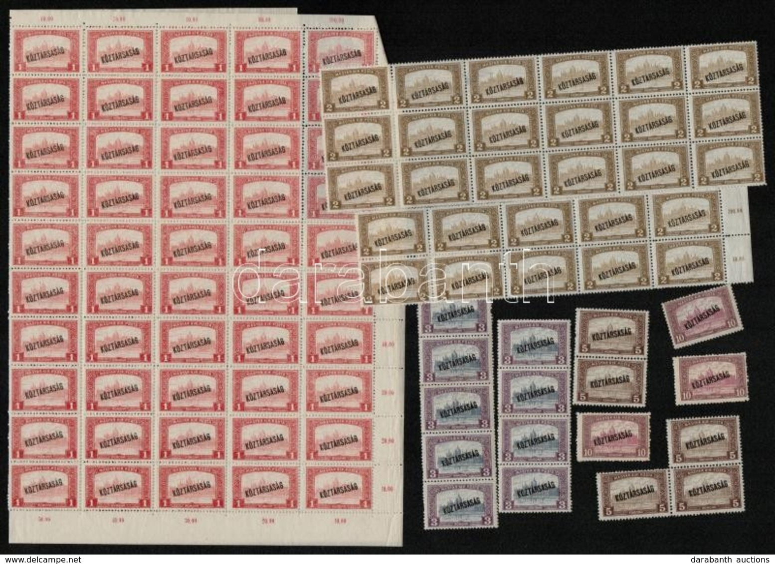 ** 1918 Köztársaság / Parlament Sor értékei Nagyobb összefüggésekben és Darabonként. Összesen 289 Db. (41.800) - Autres & Non Classés