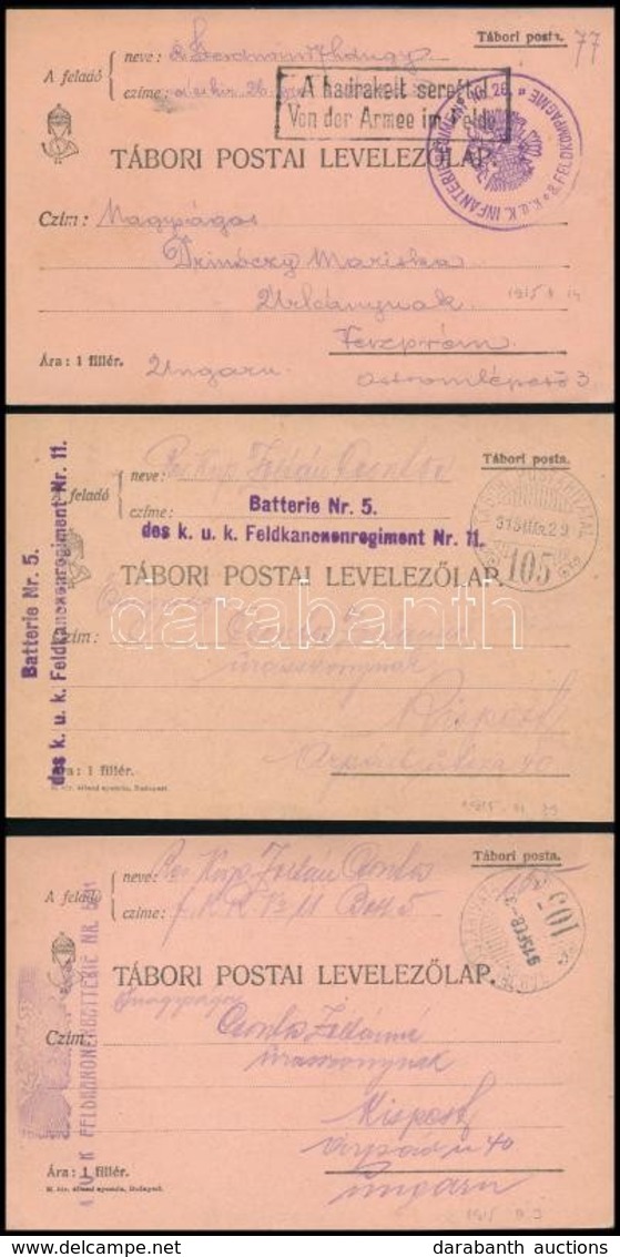 1915 3 Db Tábori Posta Levelezőlap - Autres & Non Classés