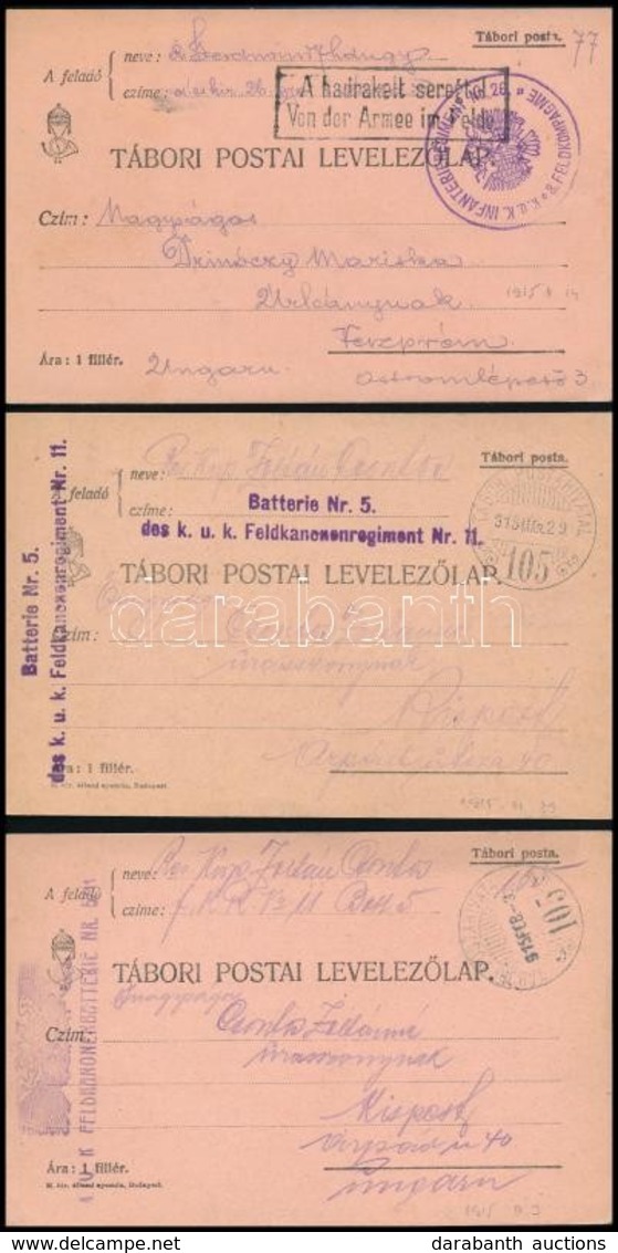 1915 3 Db Tábori Posta Levelezőlap - Other & Unclassified