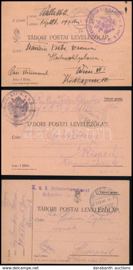 1915-1917 3 Db Tábori Posta Levelezőlap - Autres & Non Classés