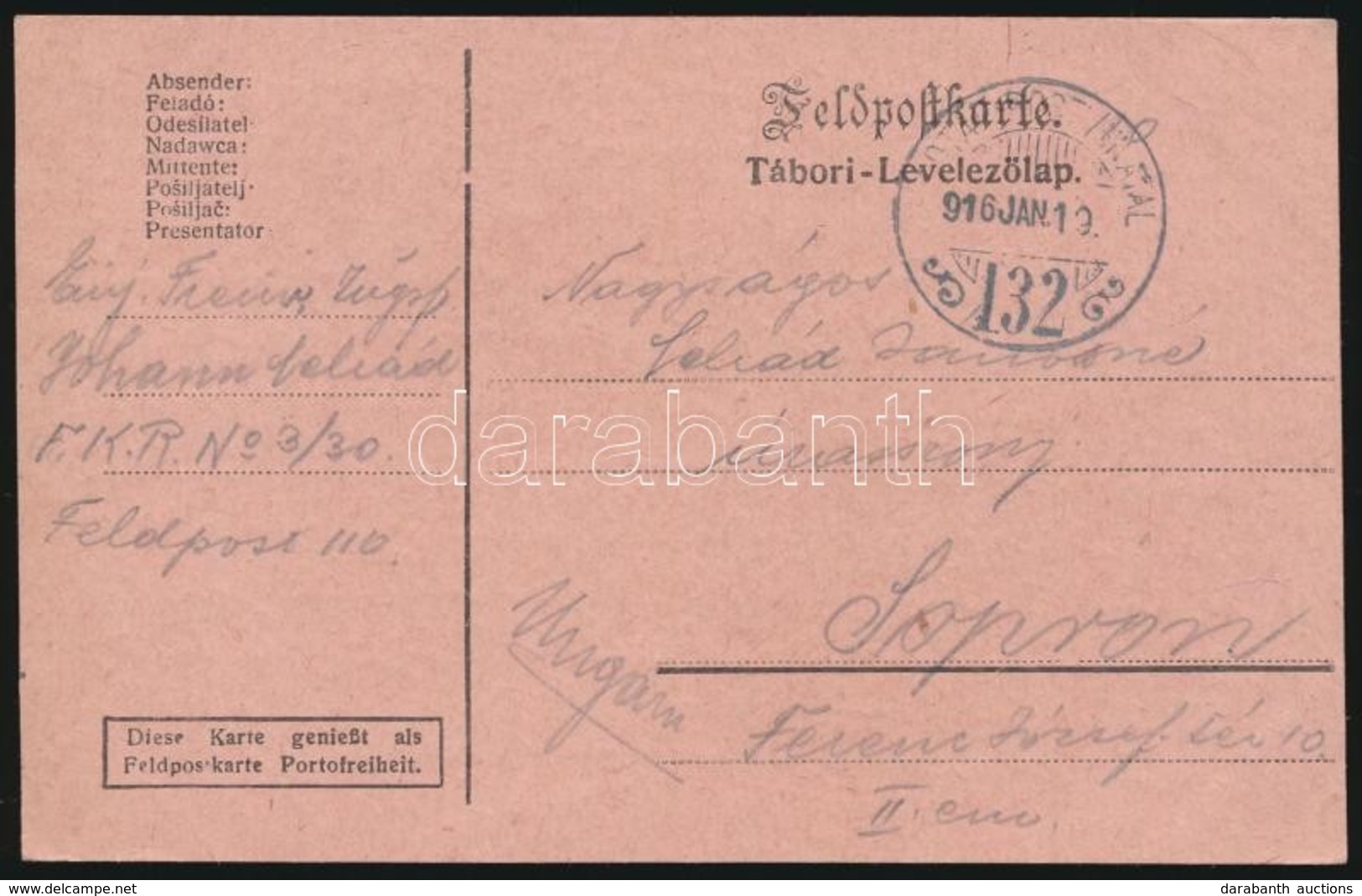 1916 Tábori Posta Levelezőlap 'TP 132' - Altri & Non Classificati
