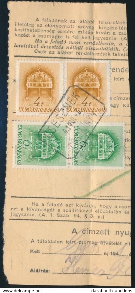 1941 CSESZNEK Postaügynökségi Bélyegzés Csomagszállító Szelvényen - Autres & Non Classés