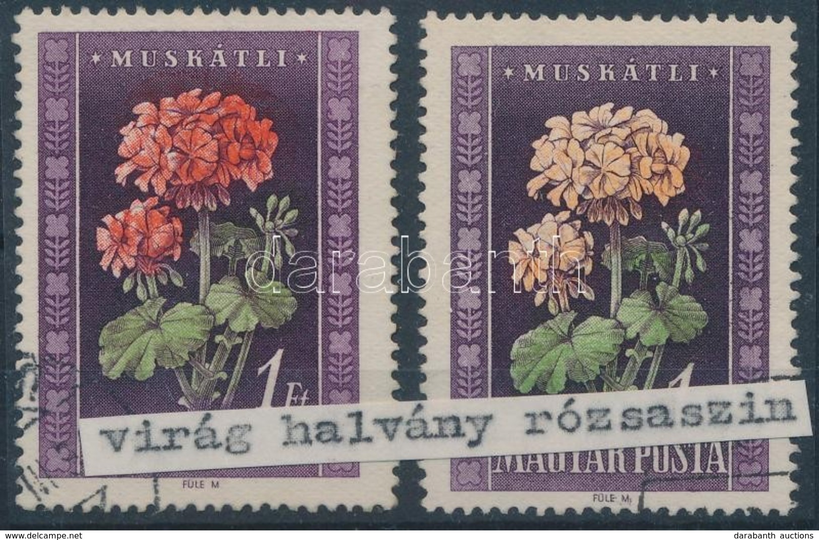 O 1950 Virág 1Ft I-II. Típus Halvány Rózsaszín - Altri & Non Classificati