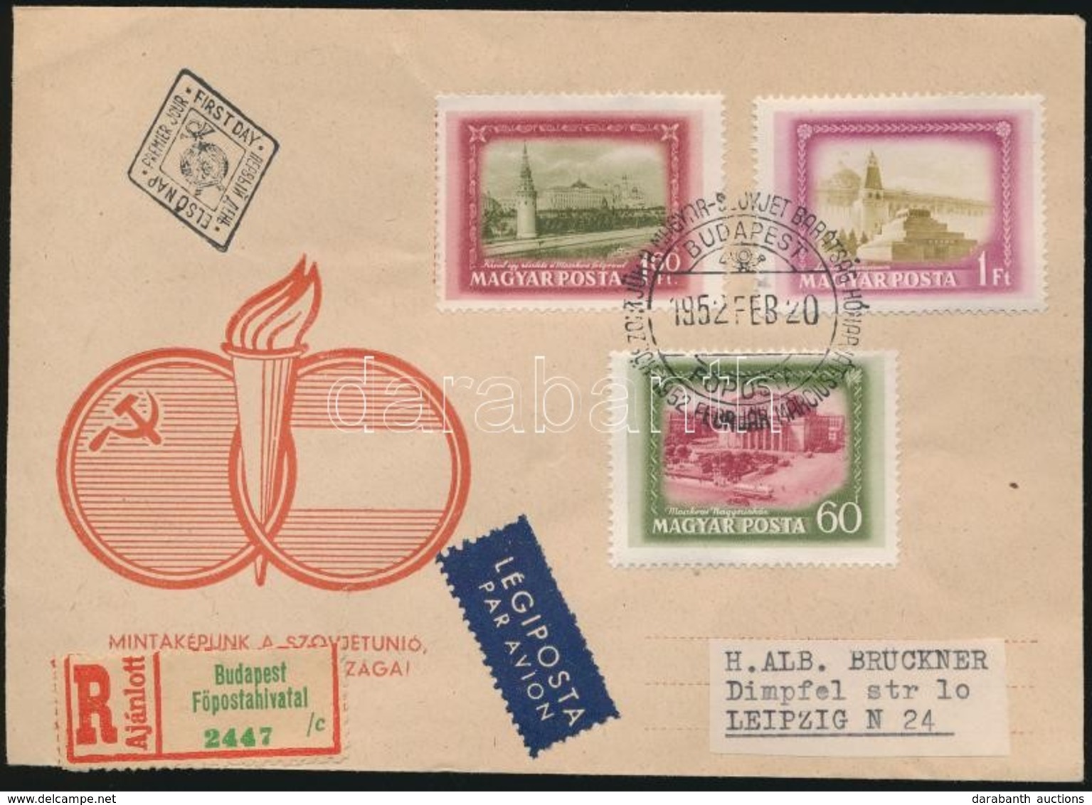 1952 Moszkva Ajánlott Légi FDC - Autres & Non Classés