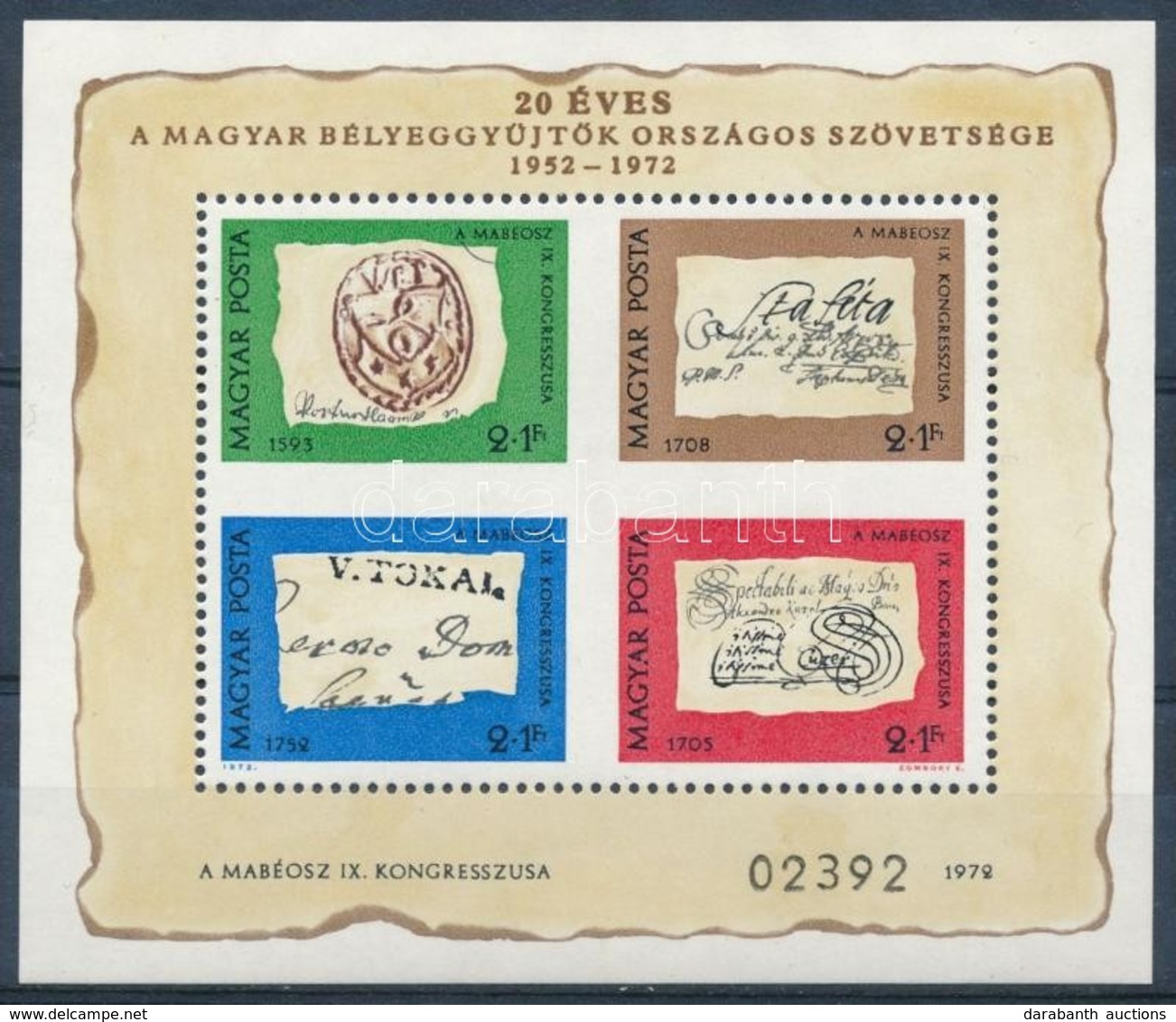 ** 1972 Bélyegnap Középen Vágott Blokk 'A Magyar Posta Ajándéka' (30.000) - Autres & Non Classés
