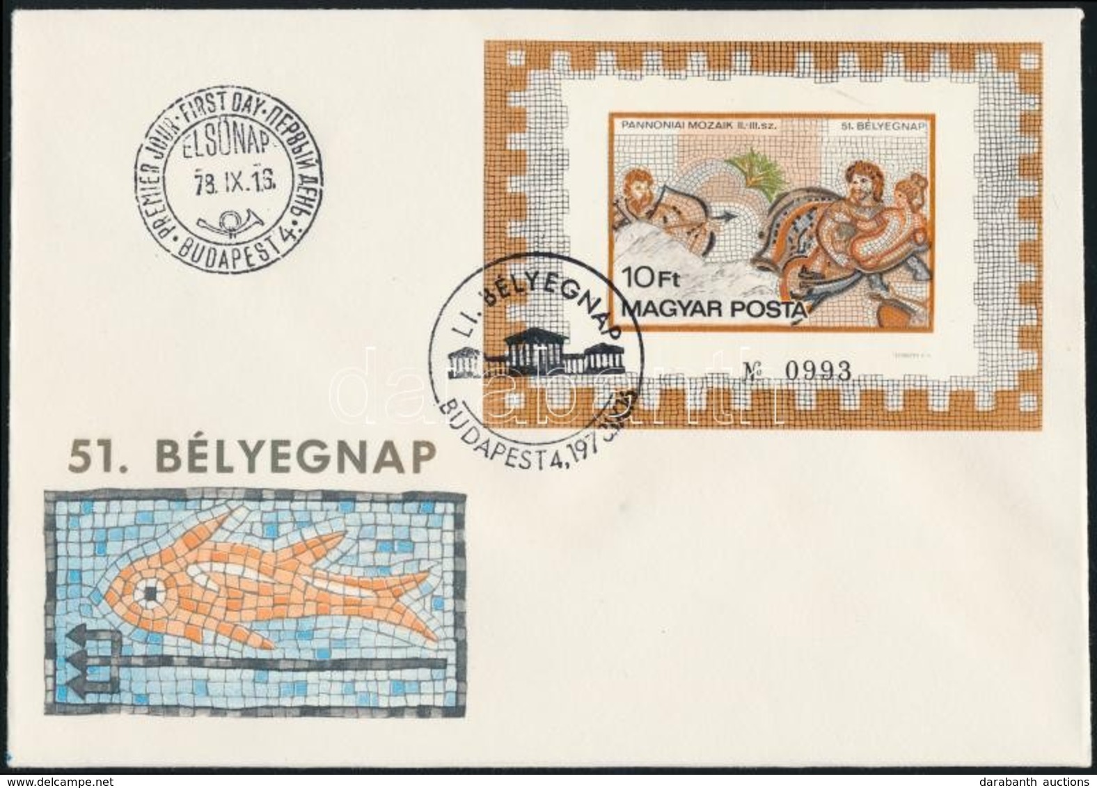 1978 Pannóniai Mozaikok Vágott Blokk FDC-n / Mi 134 Imperforate Block On FDC - Autres & Non Classés