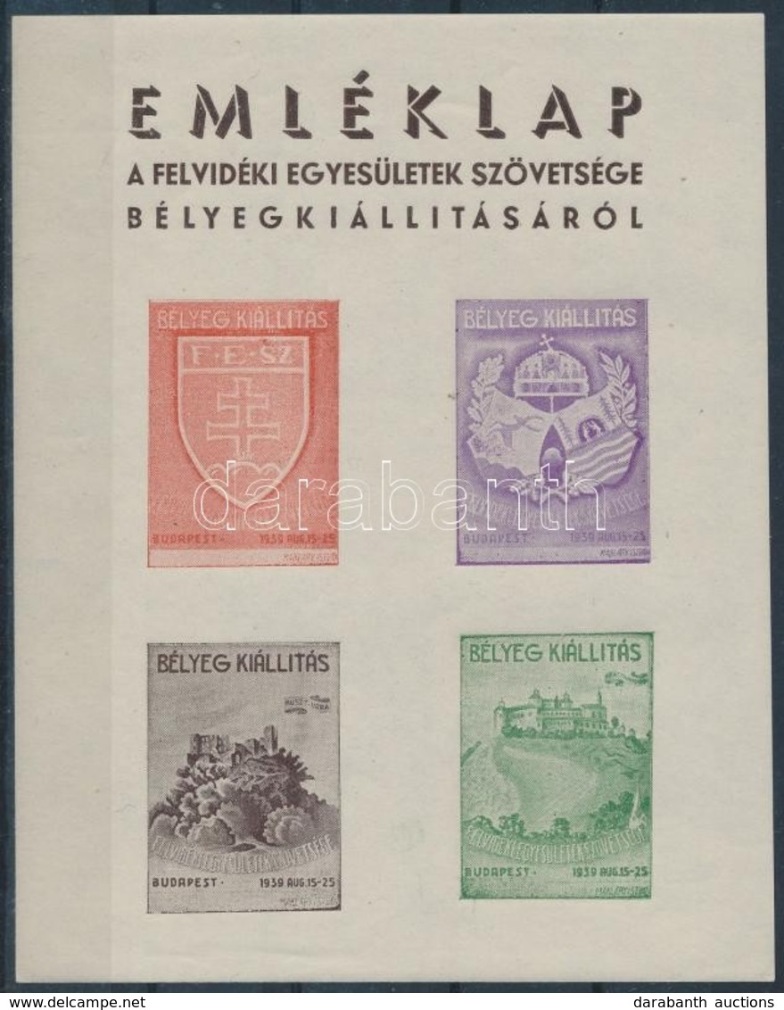 ** 1939/4b Felvidéki Egyesületek Szövetsége Bélyegkiállítása Emlékív (7.500) - Autres & Non Classés