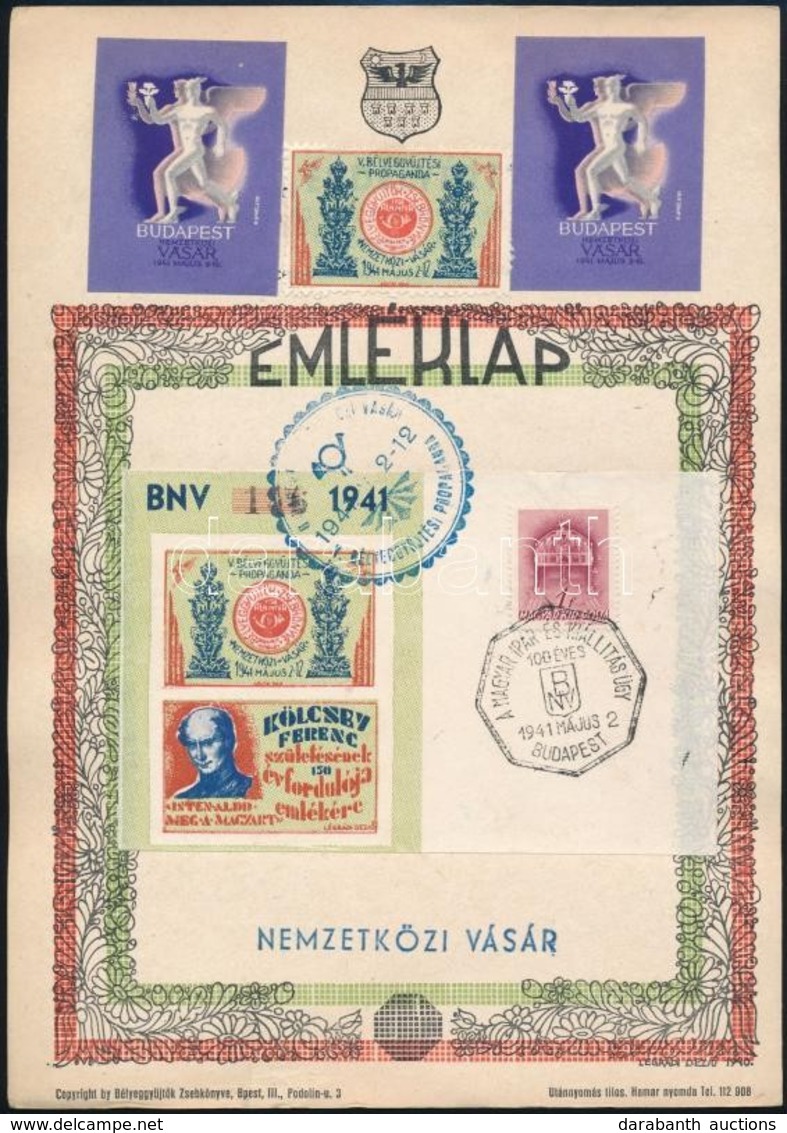 1941 Nemzetközi Vásár Emléklap Kölcsey II. Emlékívvel és Alkalmi Bélyegzéssel - Autres & Non Classés