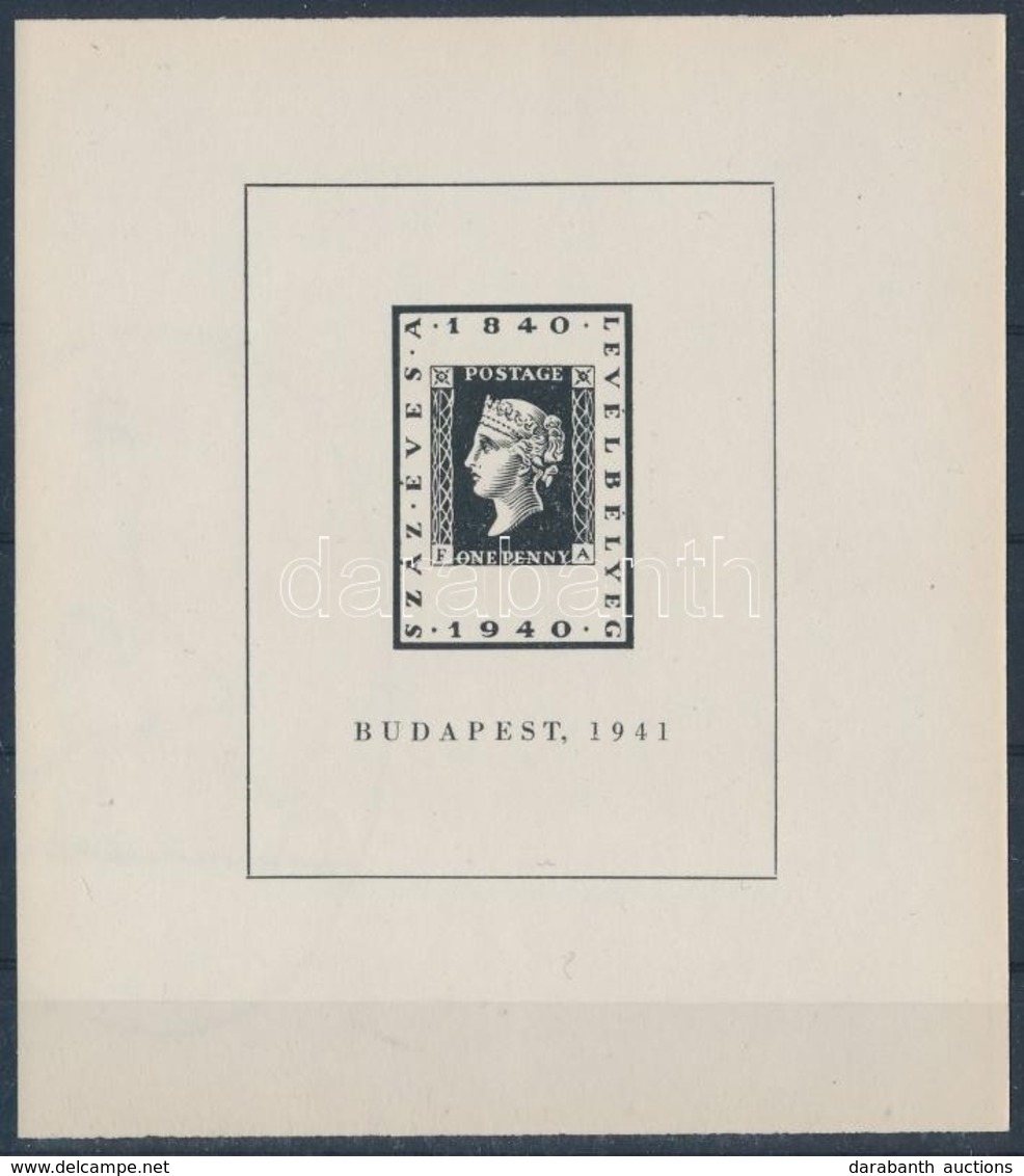 ** 1941/1b 100 éves A Bélyeg Emlékív Vízjeles Papíron, í Vízjel Cca 70%-a Látható(20.000) - Autres & Non Classés