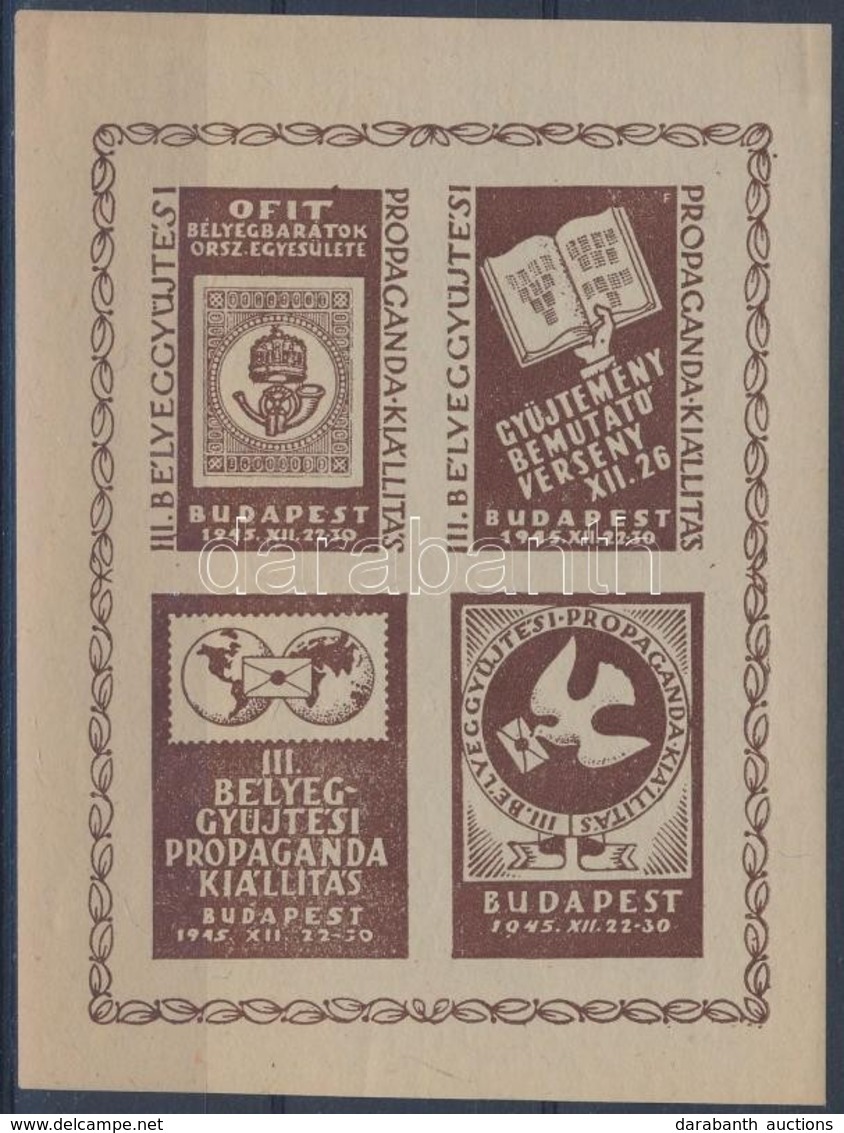 ** 1945/ 1f III. Bélyeggyűjtési Propaganda Kiállítás Emlékív (4.000) - Altri & Non Classificati