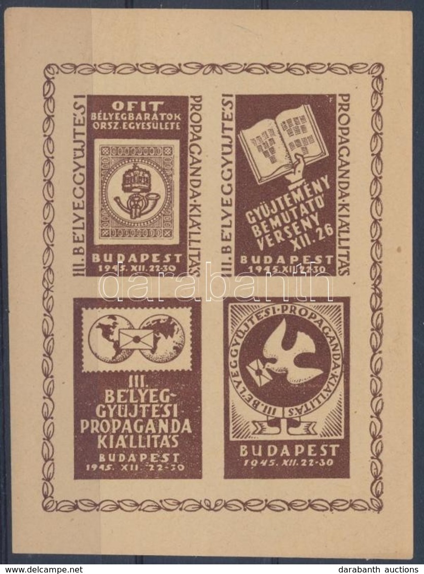 ** 1945/ 1g III. Bélyeggyűjtési Propaganda Kiállítás Emlékív (4.000) - Autres & Non Classés