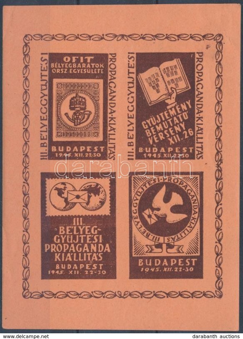 ** 1945 III. Bélyeggyűjtési Propaganda Kiállítás Emlékív (4.000) - Altri & Non Classificati