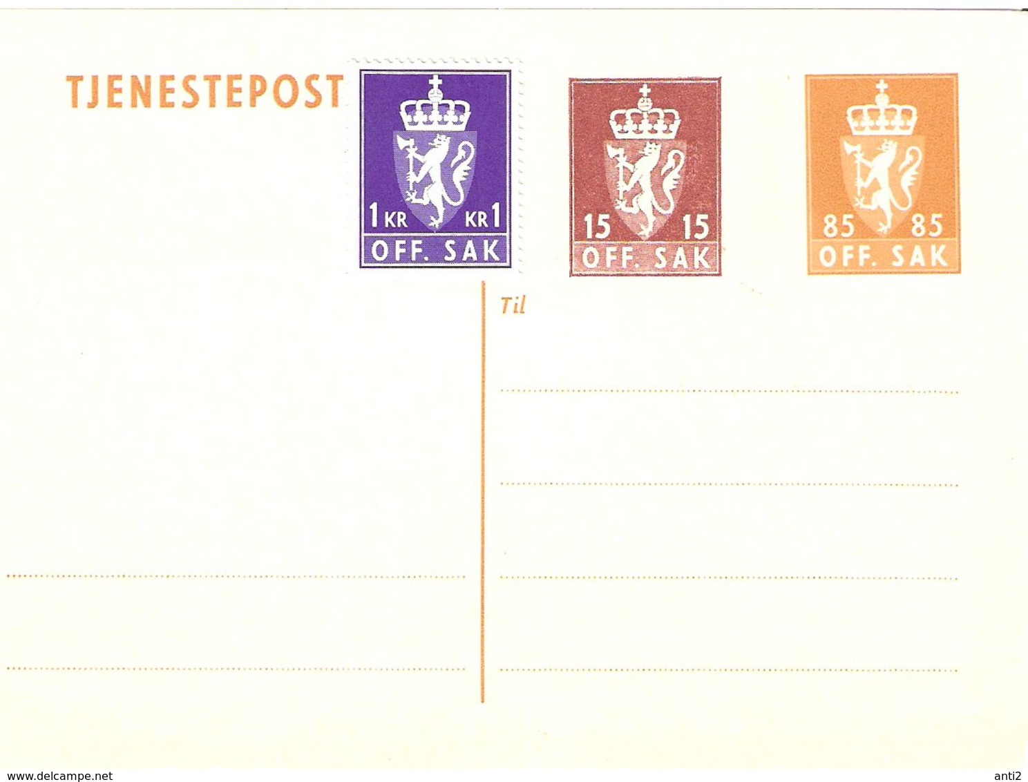 Norge Norway  Card Tjenestepost, With Imprinted Stamps - Maximumkarten (MC)