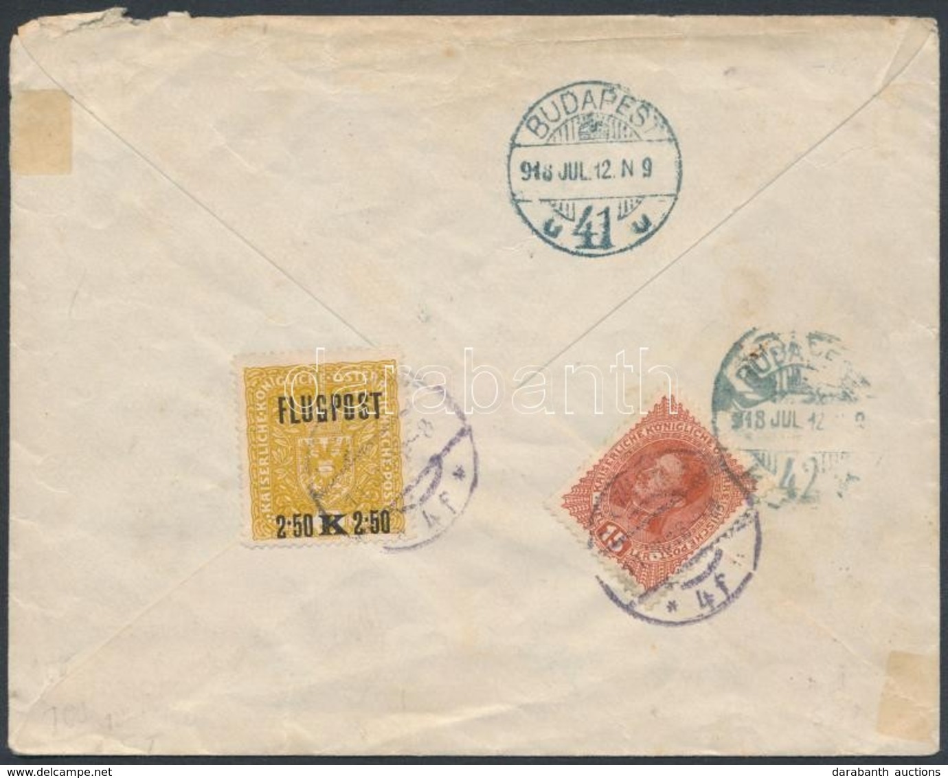 1918 07. 12. Légi Levél Budapestre / Airmail Cover Wien - Budapest - Autres & Non Classés