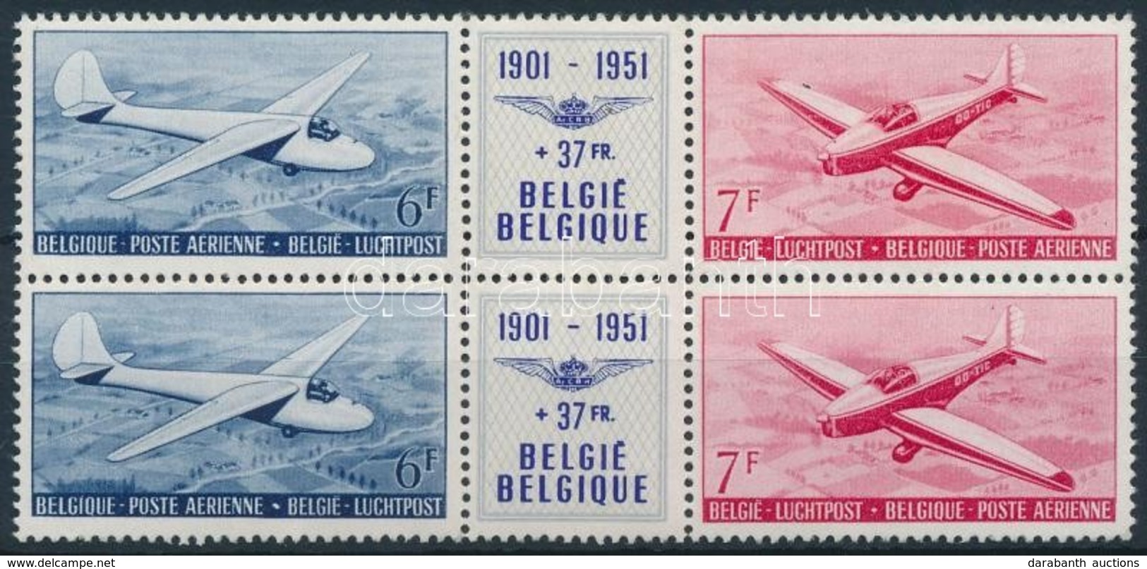 ** 1951 Belga Királyi Aero-Klub Mi 902-903 2 Sor összefüggésben - Autres & Non Classés