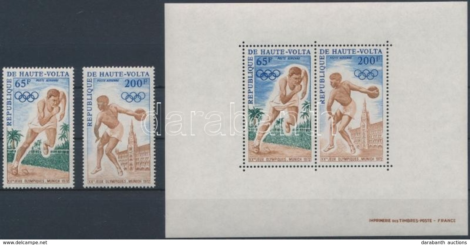 ** 1972 Müncheni Nyári Olimpia Sor Mi 365-366 + Blokk Mi 5 - Autres & Non Classés