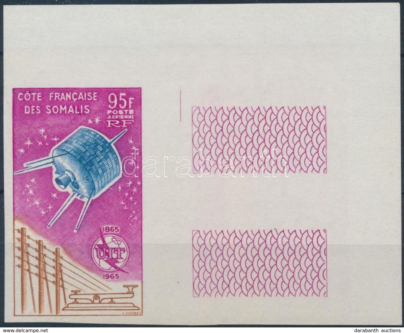 ** 1965 100 éves A Nemzetközi Távközlési Unió Mi 365 ívsarki üres Mezős Vágott Bélyeg / Corner Imperforate Stamp With Bl - Autres & Non Classés