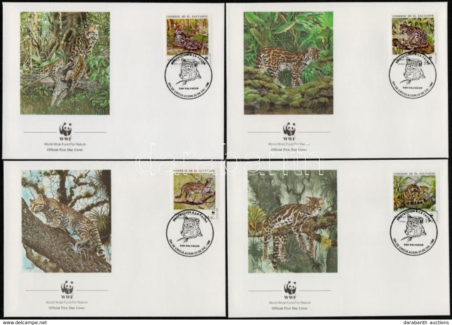 1988 WWF Kisméretű Macskafélék Sor 4 Db FDC-n Mi 1734-1737 - Autres & Non Classés