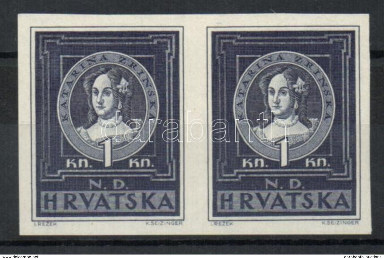 ** 1943 Frangepán Katalin Mi 103 Vágott Pár / Imperforated Pair - Other & Unclassified