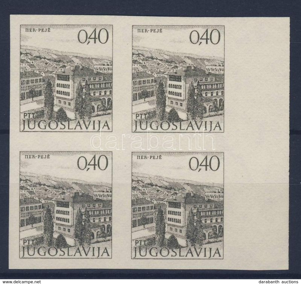 ** 1972 Mi 1481 II X ívszéli Vágott Négyestömb Tanúsítvánnyal: Velickovic / Imperforated Margin Block Of 4, With Certifi - Autres & Non Classés