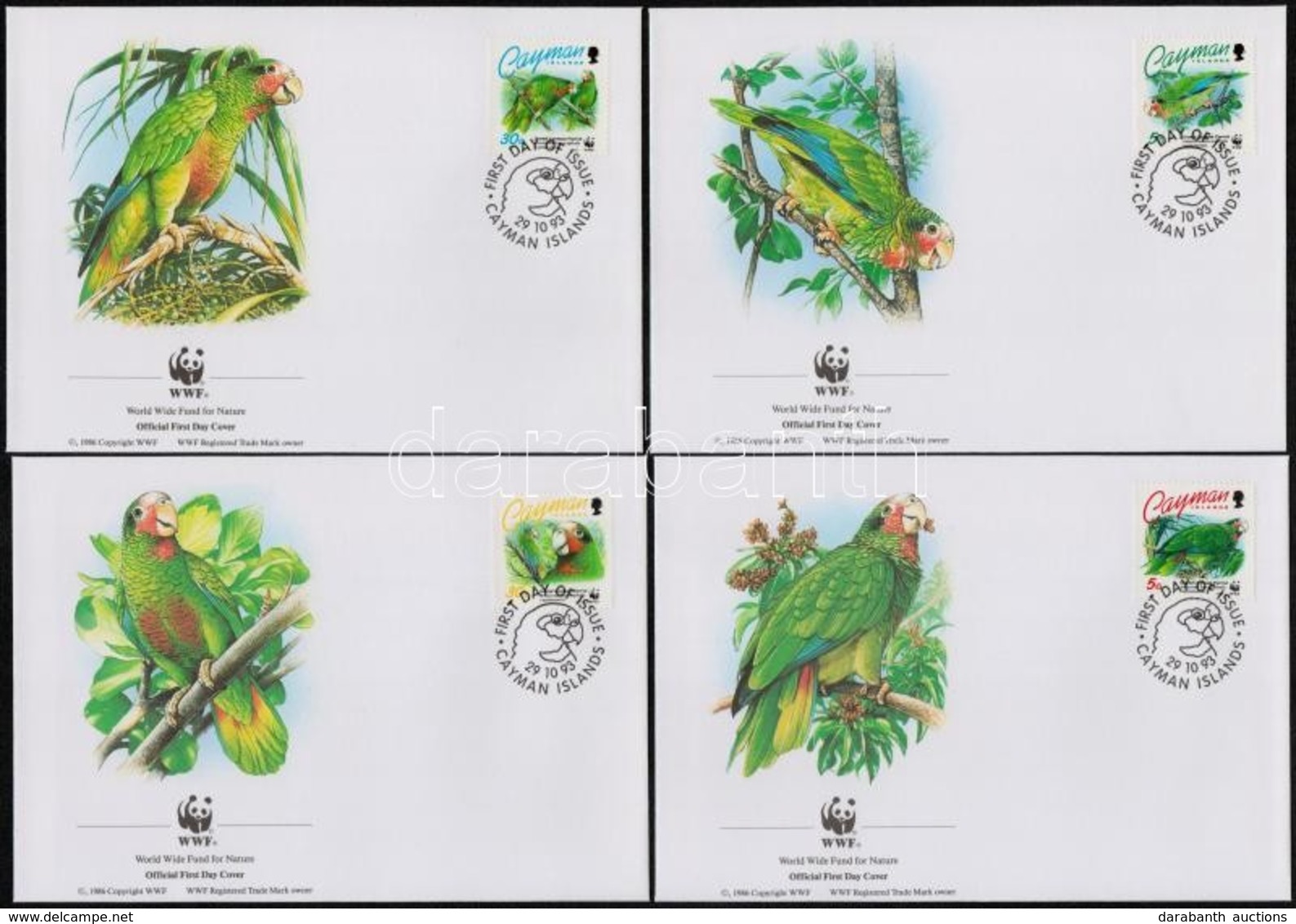 1993 WWF Papagájok Sor 4 FDC-n Mi 690-693 - Autres & Non Classés