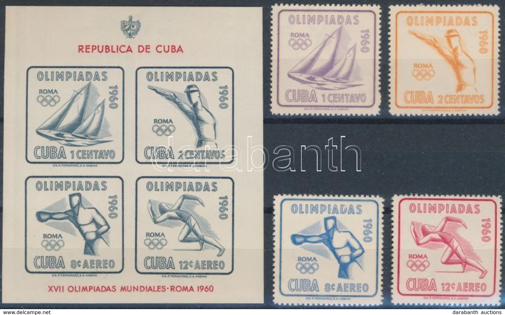 ** 1960 Nyári Olimpia: Róma Sor Mi 669-672 + Vágott Blokk Mi 18 - Autres & Non Classés