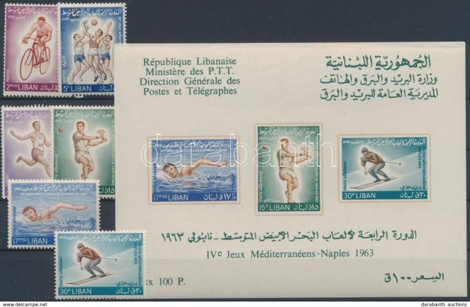 ** 1964 Mediterrán Sportjátékok Sor Mi 833-838 + Blokk Mi 26 - Autres & Non Classés