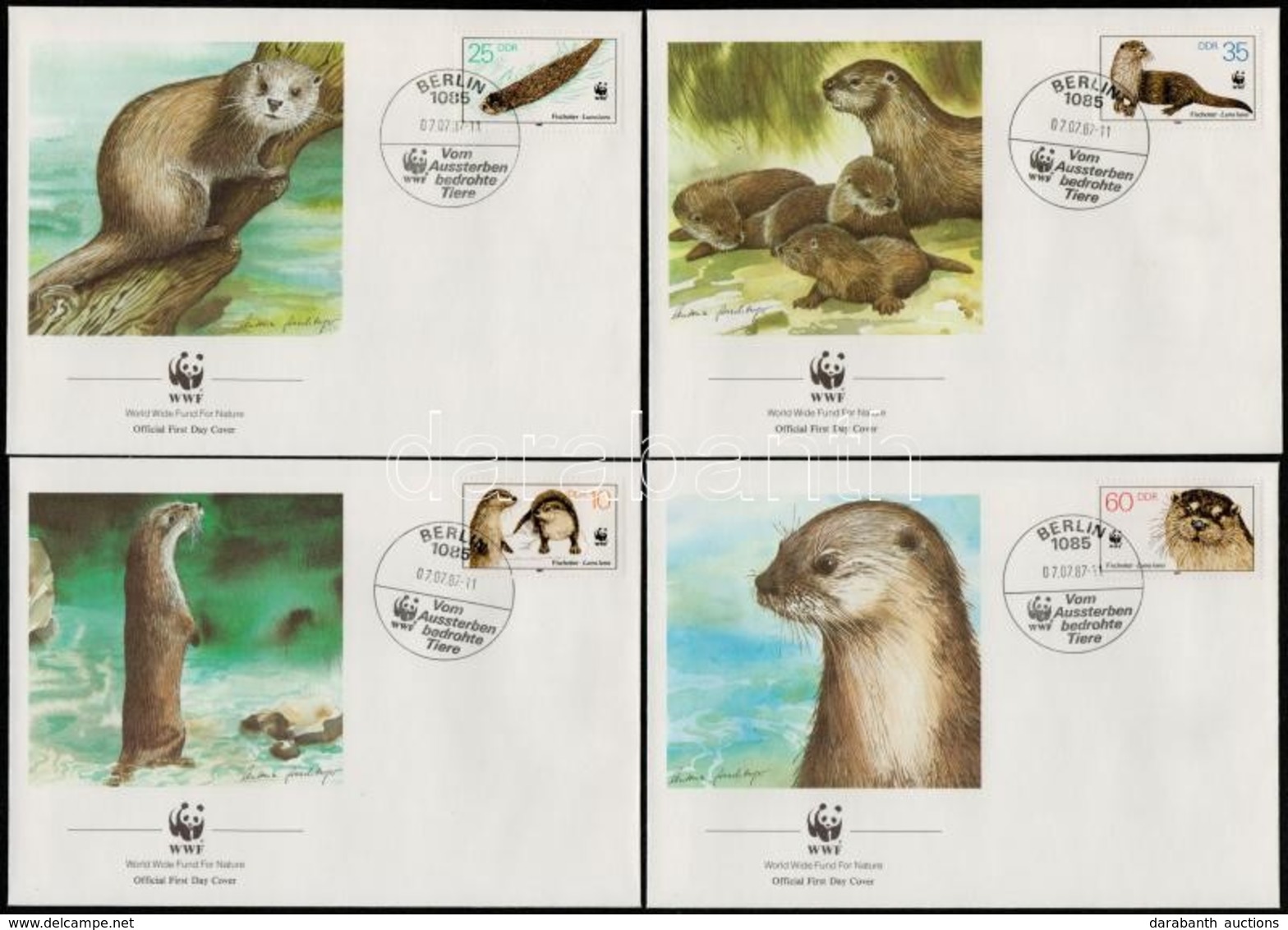 ** 1987 WWF: Vidra Sor Mi 3107-3110 + 4 Db FDC-n - Autres & Non Classés