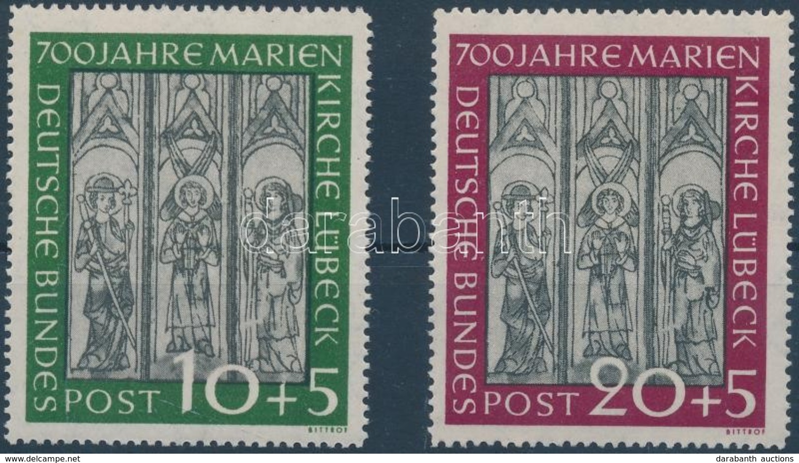 ** 1951 700 éves A Lübeck-i Mária Templom Sor Mi 139-140 - Andere & Zonder Classificatie