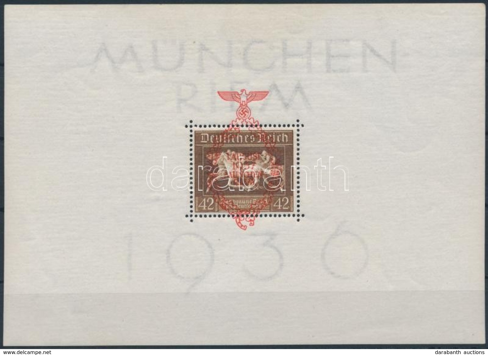 ** 1936 Müncheni Lóverseny Blokk Felülnyomással Mi 10 - Autres & Non Classés