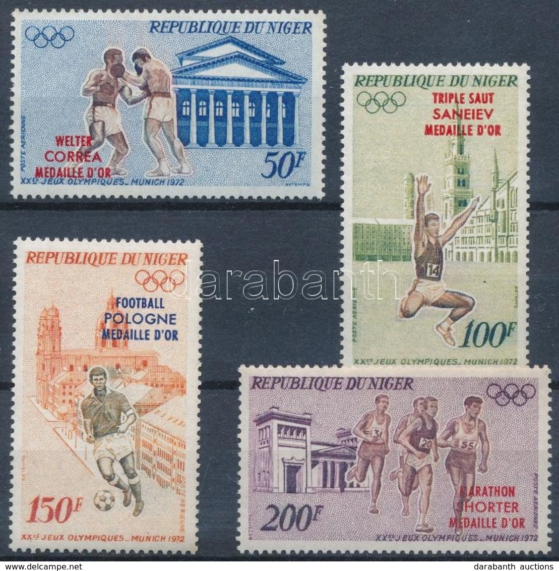 ** 1972 Nyári Olimpia: München Sor Felülnyomással Mi 348-351 - Autres & Non Classés