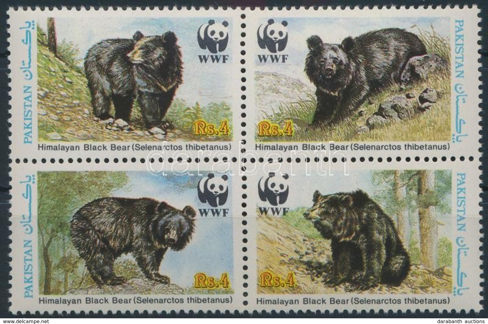 ** 1989 WWF: Örvös Medve Sor 4-es Tömbben Mi 759-762 - Autres & Non Classés