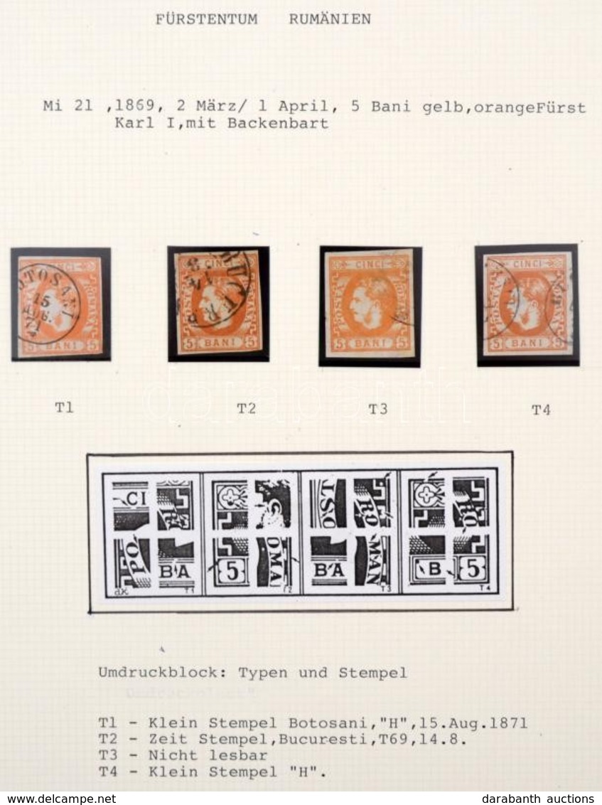 O 1869 Mi 21 Típusrekonstrukció, 4 Különféle Típusú Bélyeg - Autres & Non Classés