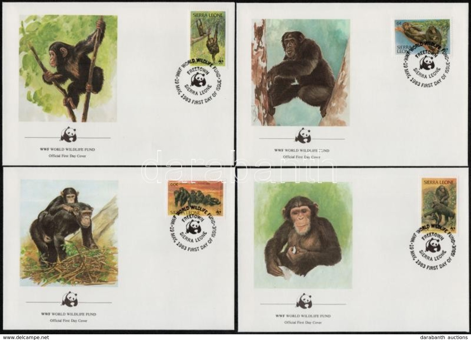 1983 WWF Csimpánzok Sor  4 FDC-n Mi 713-716 - Autres & Non Classés