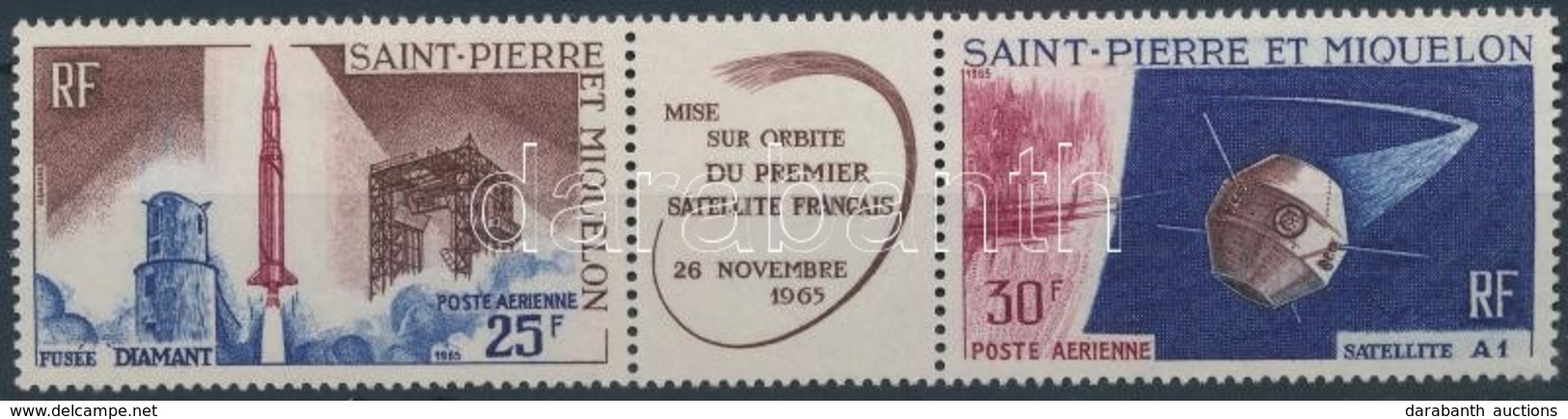 ** 1966 Az Első Francia Műhold Hármascsík Mi 413-414 - Autres & Non Classés