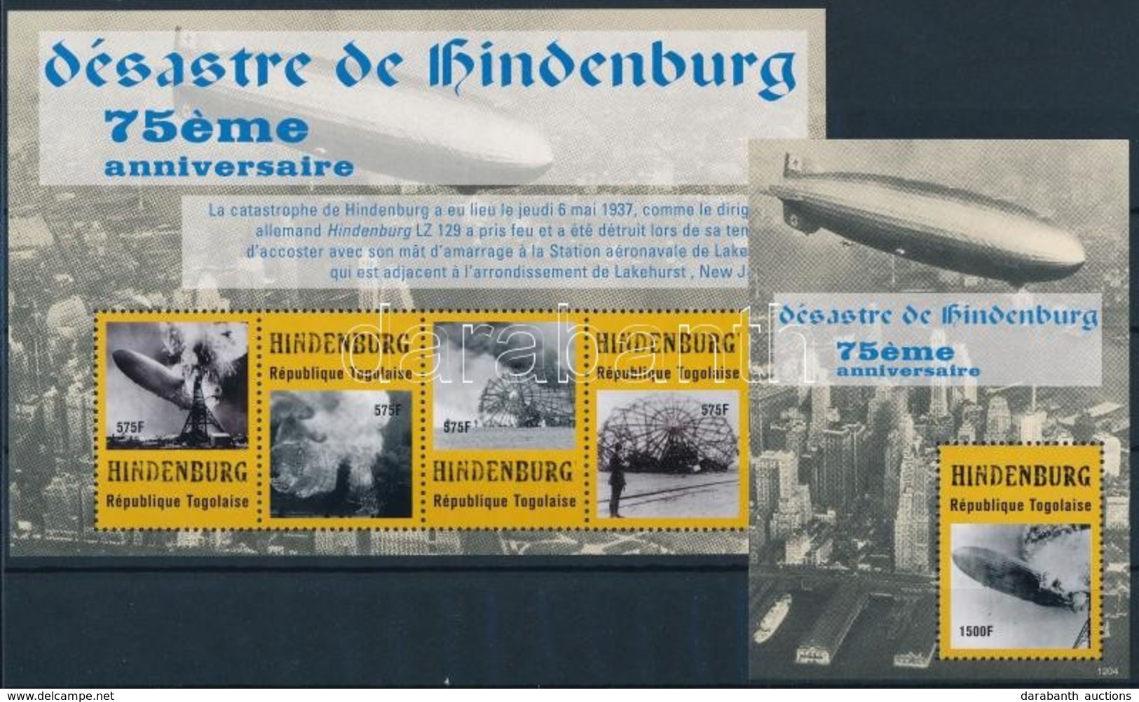 ** 2012 A Hindenburg Léghajó Katasztrófájának 75. évfordulója Kisív Mi 4665-4668 + Blokk Mi 752 - Autres & Non Classés