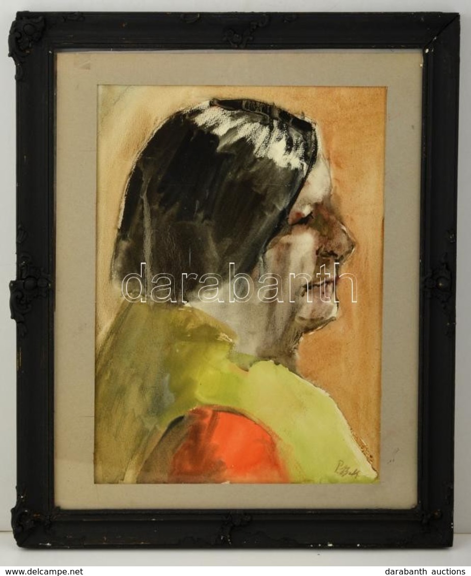 Bak Jelzéssel: Női Portré. Vegyes Technika, Papír, üvegezett Sérült Keretben, 43×30 Cm - Autres & Non Classés