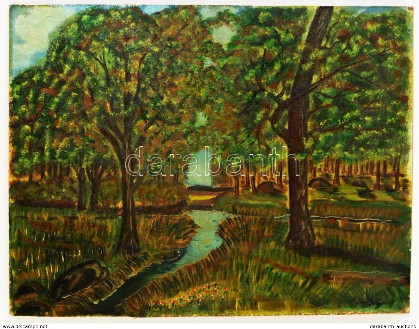 Balla Jelzéssel: Erdőrészlet. Olaj, Farost, 45×59 Cm - Autres & Non Classés