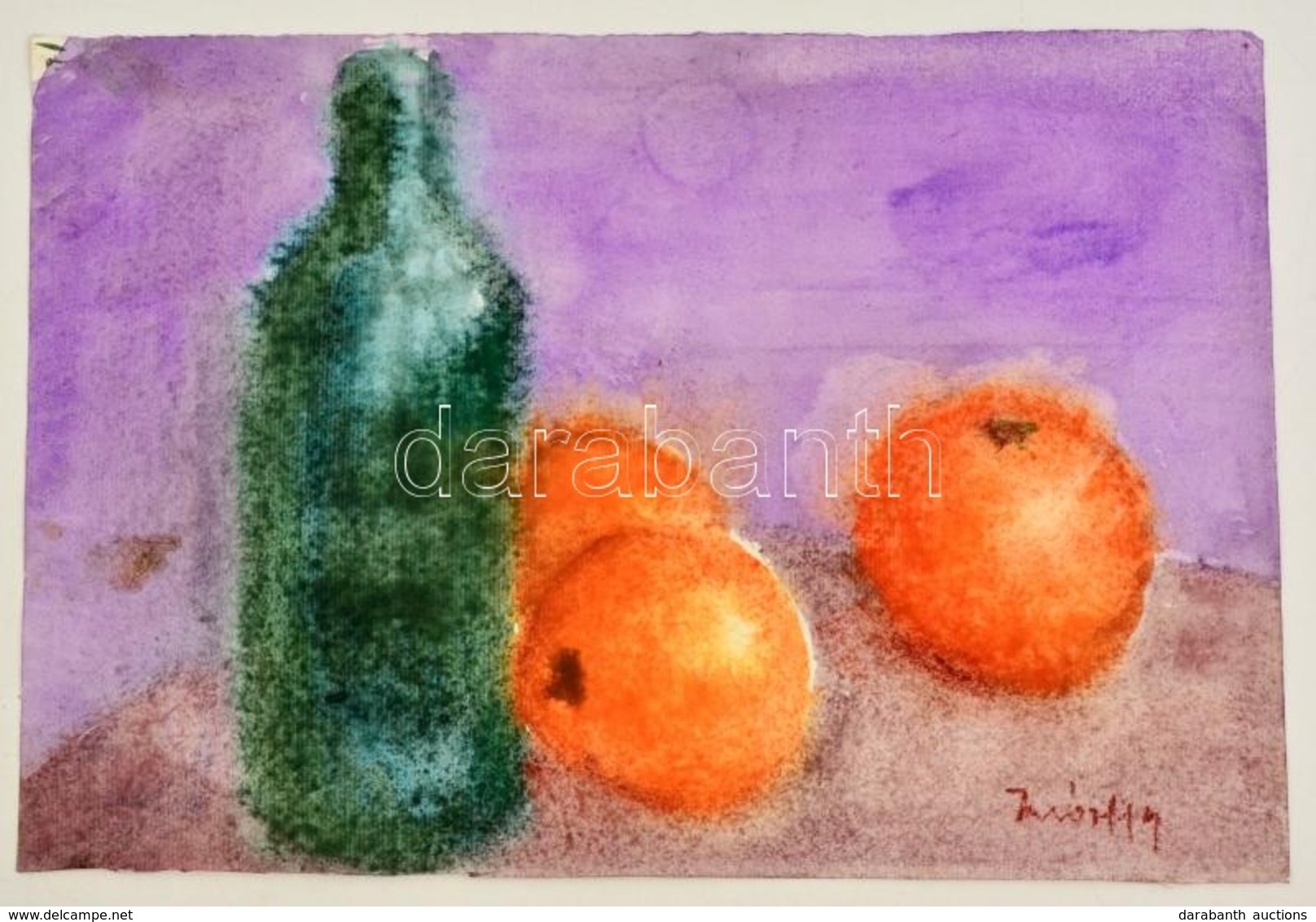 Márffy Jelzéssel: Gyümölcs Csendélet. Akvarell, Papír, 21×31 Cm - Autres & Non Classés