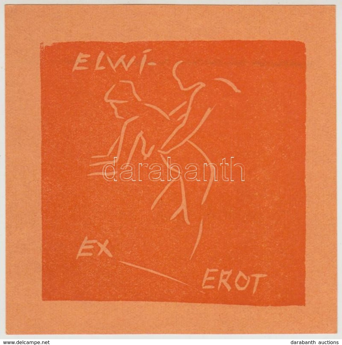 Börge Elwi Carlson (1917-2001): Erotikus Ex Libris. Klisé, Papír, Jelzett A Klisén, 7,5×8 Cm - Autres & Non Classés