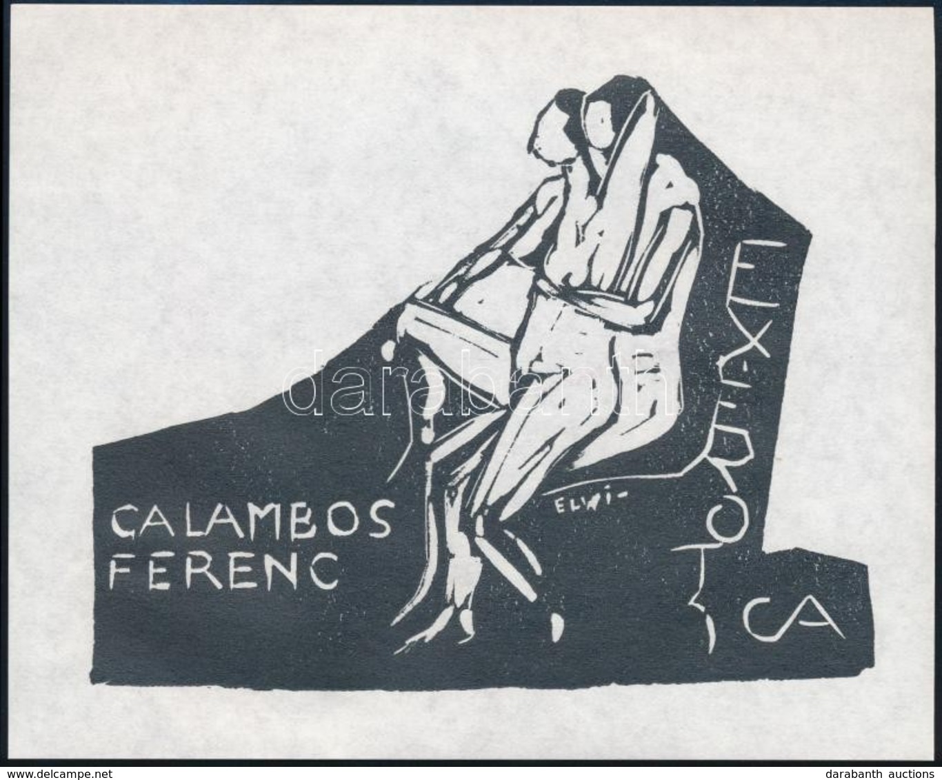 Börge Elwi Carlson (1917-2001): Ex Erotica Galambos Ferenc. Linó, Papír, Jelzett A Linón, 12x15 Cm - Autres & Non Classés