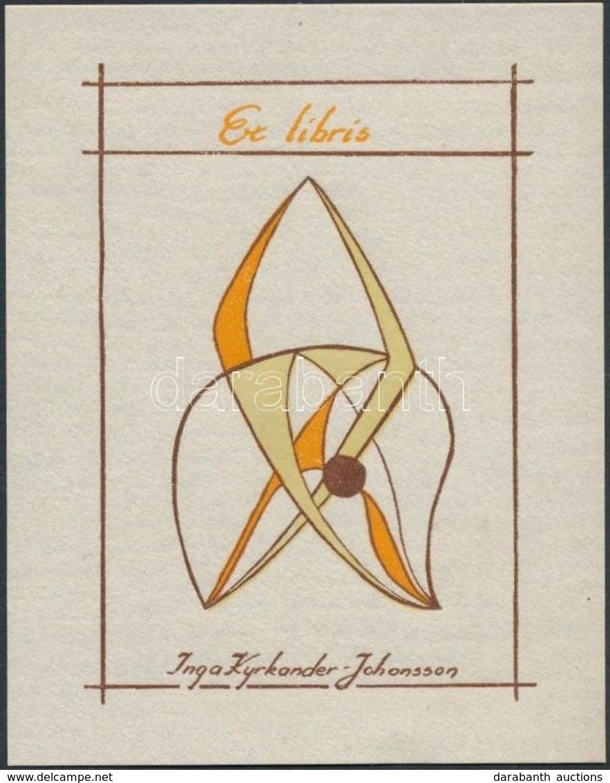 Inga Kyrkander Johansson(?-?): Ex Libris Inga Kyrkander-Johansson. Klisé, Papír, Jelzett A Klisén, 7,5x5 Cm - Autres & Non Classés