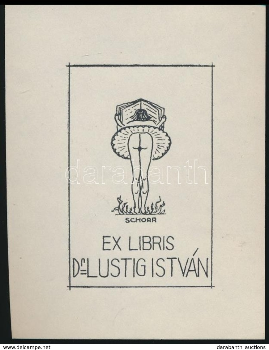 Schorr Tibor (?-?):Erotikus Ex Libris, Dr. Lustig István. Klisé, Papír, Jelzett A Klisén, 5,5×4 Cm - Autres & Non Classés