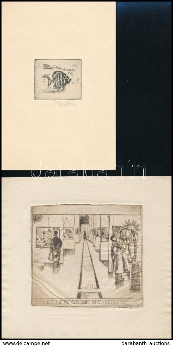 Vadász Endre (1901-1944): 4 Db Ex Libris, Rézkarc, Papír, Jelzettek, 3,5×4 és 14,5×18 Cm Között - Autres & Non Classés
