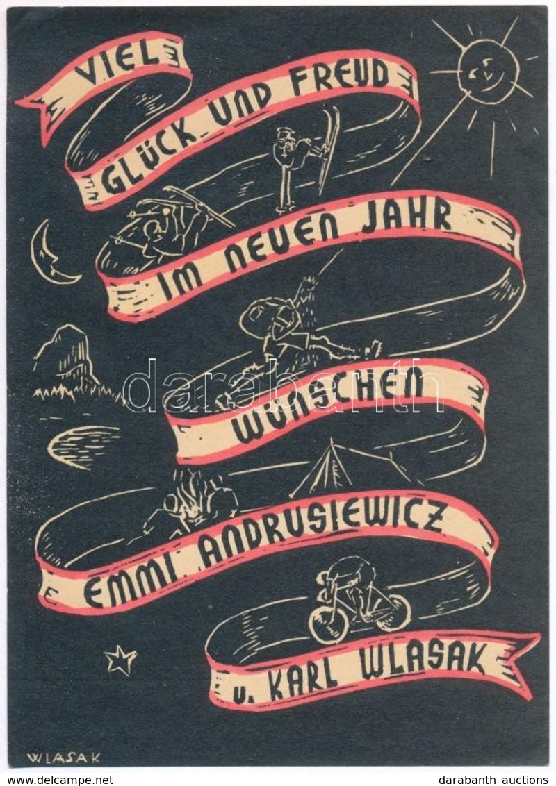 Karl Wlasak (?-?): Ex Libris Emmi Andrusiewicz. Linó, Papír, Két Helyen Jelzett, 14×7 Cm - Altri & Non Classificati